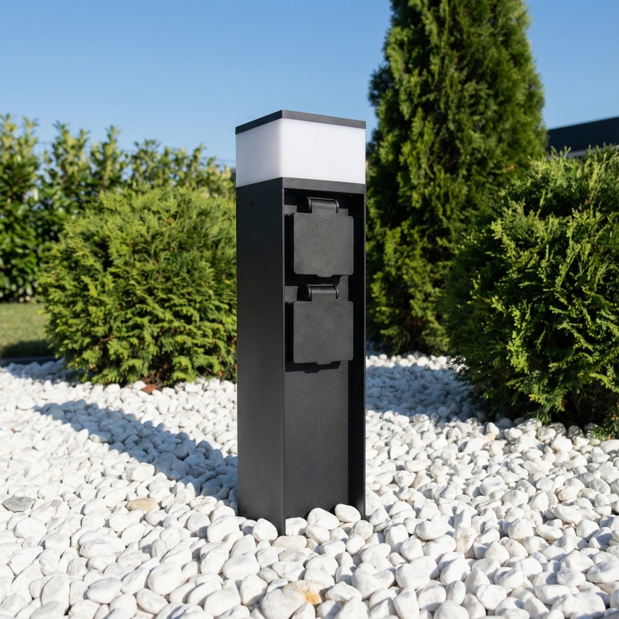 Brilagi - Lampada da esterno con 2 prese SCHUKO, 1x G9/11W/230V, IP44, nera