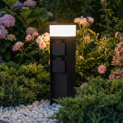 Brilagi - Lampada da esterno con 2 prese SCHUKO, 1x G9/11W/230V, IP44, nera