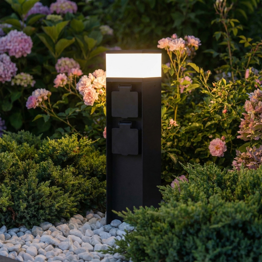 Brilagi - Lampada da esterno con 2 prese SCHUKO, 1x G9/11W/230V, IP44, nera