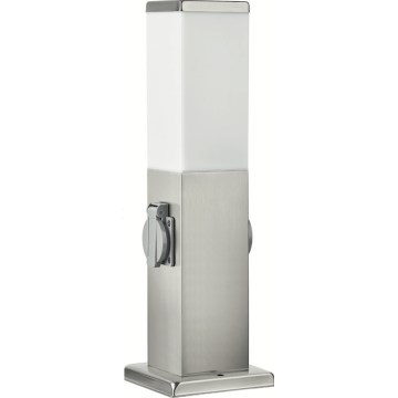 Brilagi - Lampada da esterno con 2 prese SCHUKO 1xE27/15W/230V 40 cm IP44 cromo opaco