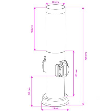 Brilagi - Lampada da esterno NOVA con 2 prese SCHUKO, 1xE27/15W/230V, 40 cm, IP44, antracite