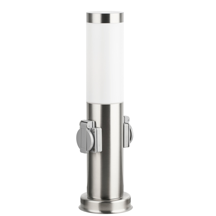 Brilagi - Lampada da esterno con 2 prese SCHUKO NOVA 1xE27/15W/230V 40 cm IP44 cromo opaco