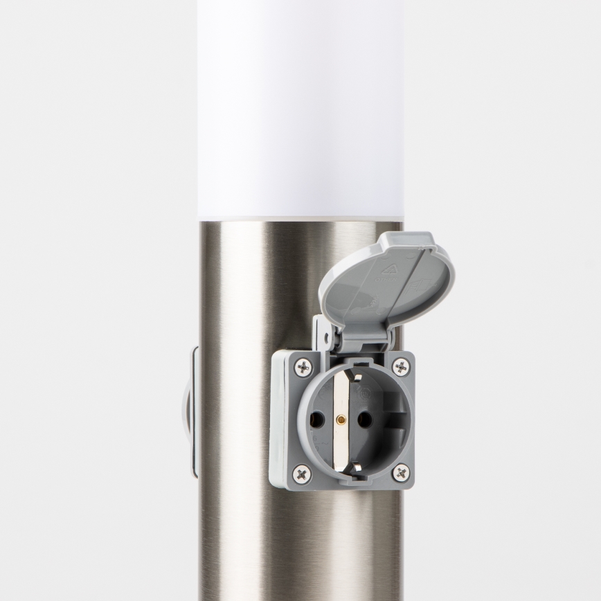 Brilagi - Lampada da esterno con 2 prese SCHUKO NOVA 1xE27/15W/230V 40 cm IP44 cromo opaco