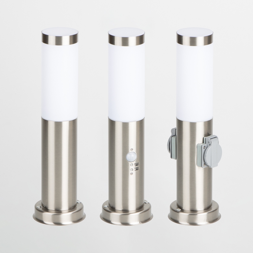 Brilagi - Lampada da esterno con 2 prese SCHUKO NOVA 1xE27/15W/230V 40 cm IP44 cromo opaco
