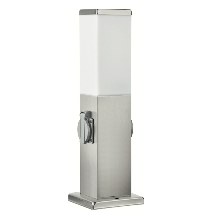 Brilagi - Lampada da esterno con 2 prese SCHUKO NOVA 1xE27/15W/230V 40 cm IP44 cromo satinato