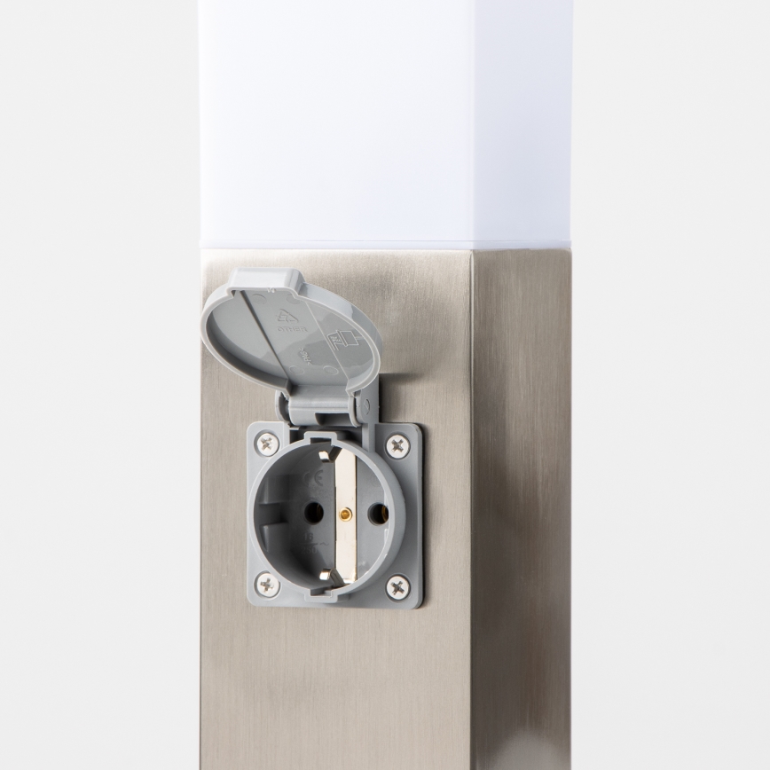 Brilagi - Lampada da esterno con 2 prese SCHUKO NOVA 1xE27/15W/230V 40 cm IP44 cromo satinato