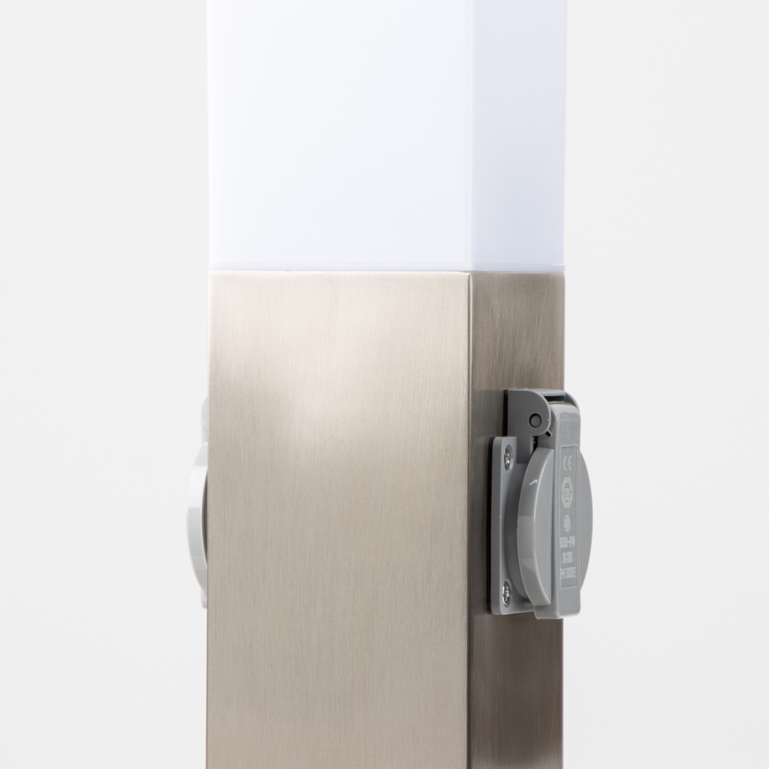 Brilagi - Lampada da esterno con 2 prese SCHUKO NOVA 1xE27/15W/230V 40 cm IP44 cromo satinato