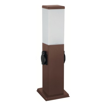 Brilagi - Lampada da esterno con 2 prese SCHUKO NOVA 1xE27/15W/230V 40 cm IP44 marrone