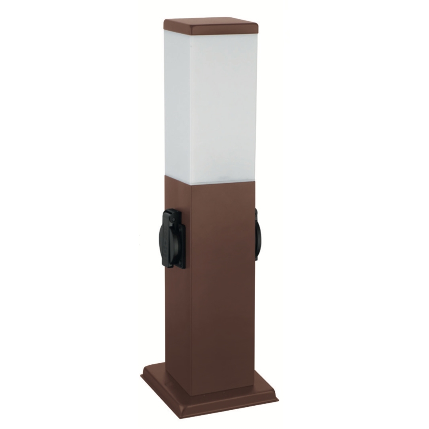 Brilagi - Lampada da esterno con 2 prese SCHUKO NOVA 1xE27/15W/230V 40 cm IP44 marrone