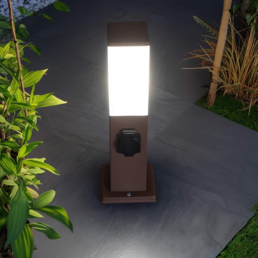 Brilagi - Lampada da esterno con 2 prese SCHUKO NOVA 1xE27/15W/230V 40 cm IP44 marrone
