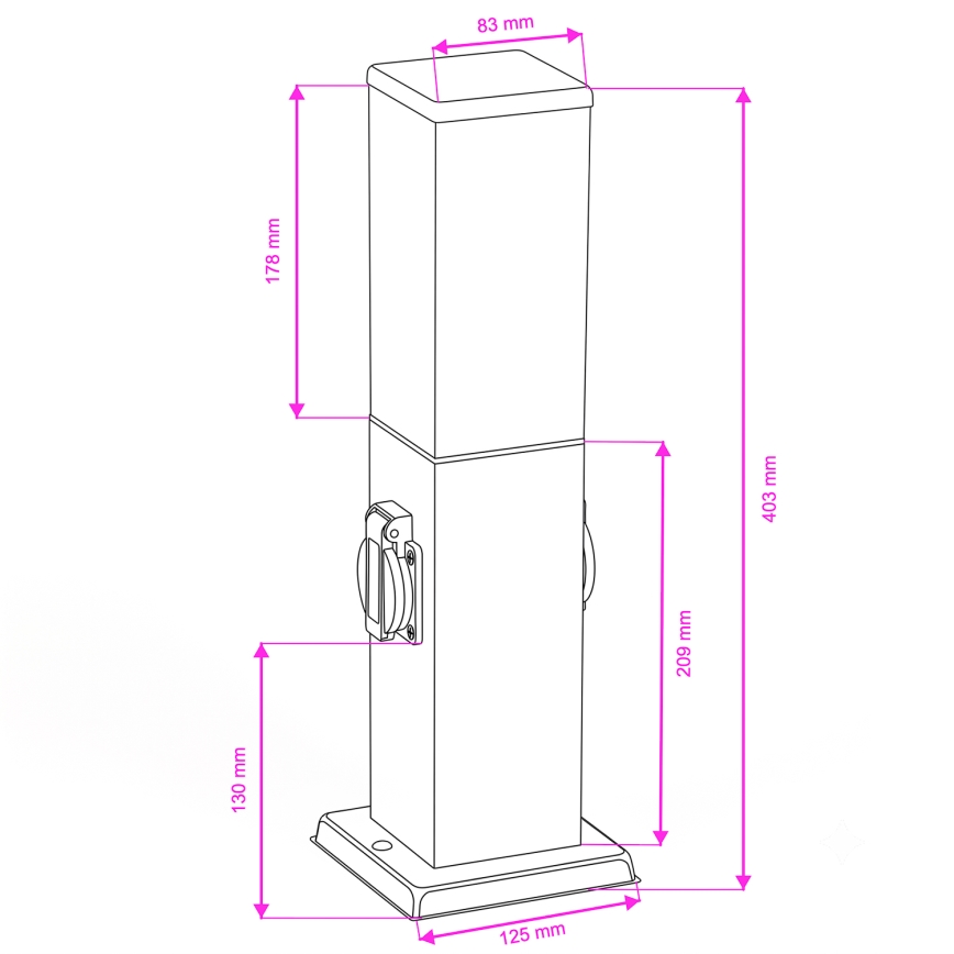 Brilagi - Lampada da esterno con 2 prese SCHUKO NOVA 1xE27/15W/230V 40 cm IP44 marrone