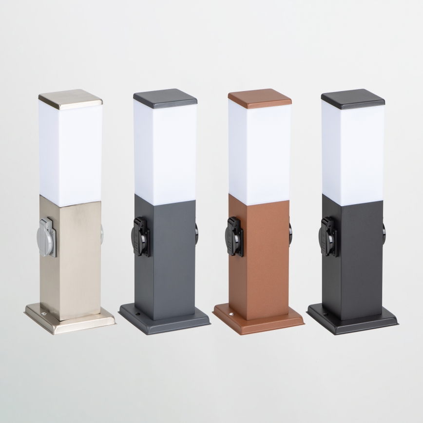 Brilagi - Lampada da esterno con 2 prese SCHUKO NOVA 1xE27/15W/230V 40 cm IP44 marrone