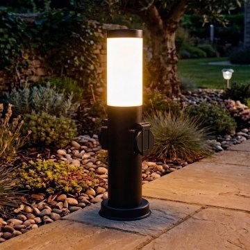 Brilagi - Lampada da esterno con 2 prese SCHUKO NOVA 1xE27/15W/230V 40 cm IP44 nera