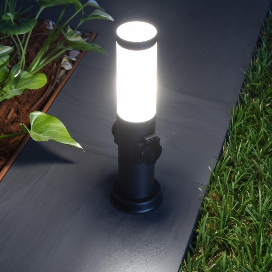 Brilagi - Lampada da esterno con 2 prese SCHUKO NOVA 1xE27/15W/230V 40 cm IP44 nera