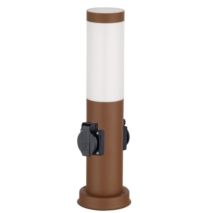 Brilagi - Lampada da esterno con 2 prese SCHUKO NOVA 1xE27/15W/230V 40 cm IP44 marrone