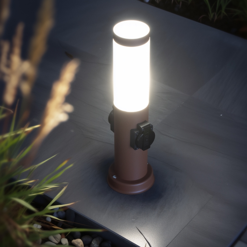 Brilagi - Lampada da esterno con 2 prese SCHUKO NOVA 1xE27/15W/230V 40 cm IP44 marrone