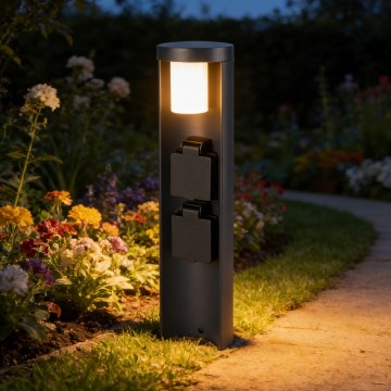 Brilagi - Lampada da esterno con 2 prese SCHUKO PILLAR 1xG9/11W/230V IP44 antracite