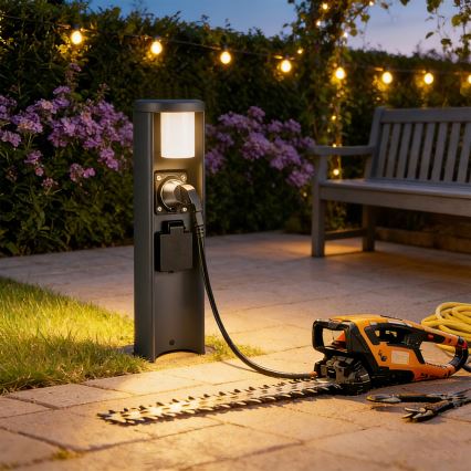 Brilagi - Lampada da esterno con 2 prese SCHUKO PILLAR 1xG9/11W/230V IP44 antracite