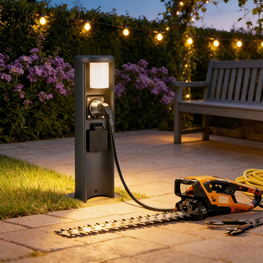 Brilagi - Lampada da esterno con 2 prese SCHUKO PILLAR 1xG9/11W/230V IP44 antracite