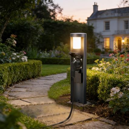 Brilagi - Lampada da esterno con 2 prese SCHUKO PILLAR 1xG9/11W/230V IP44 antracite