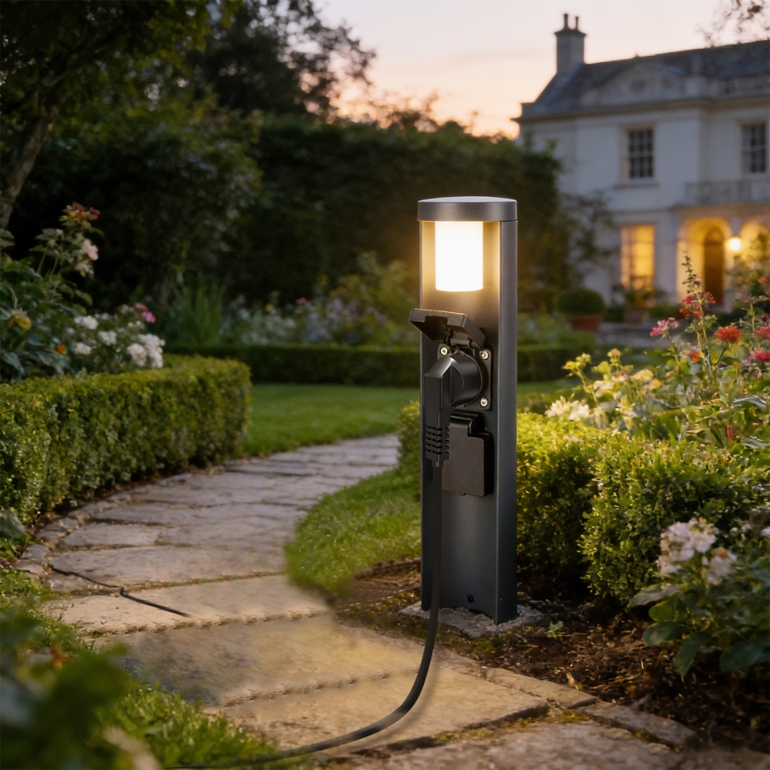 Brilagi - Lampada da esterno con 2 prese SCHUKO PILLAR 1xG9/11W/230V IP44 antracite