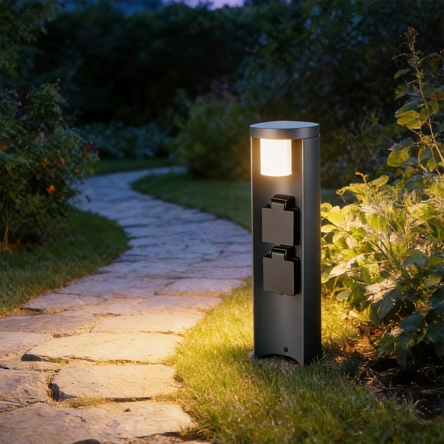 Brilagi - Lampada da esterno con 2 prese SCHUKO PILLAR 1xG9/11W/230V IP44 antracite