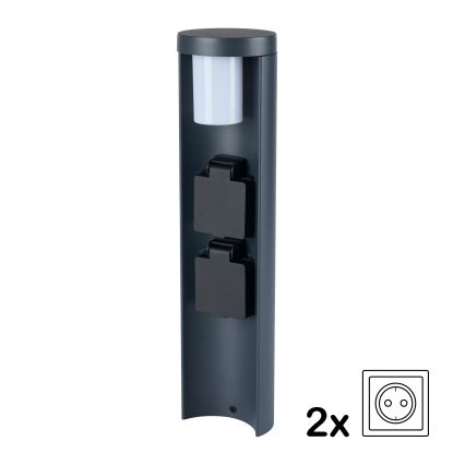 Brilagi - Lampada da esterno con 2 prese SCHUKO PILLAR 1xG9/11W/230V IP44 antracite