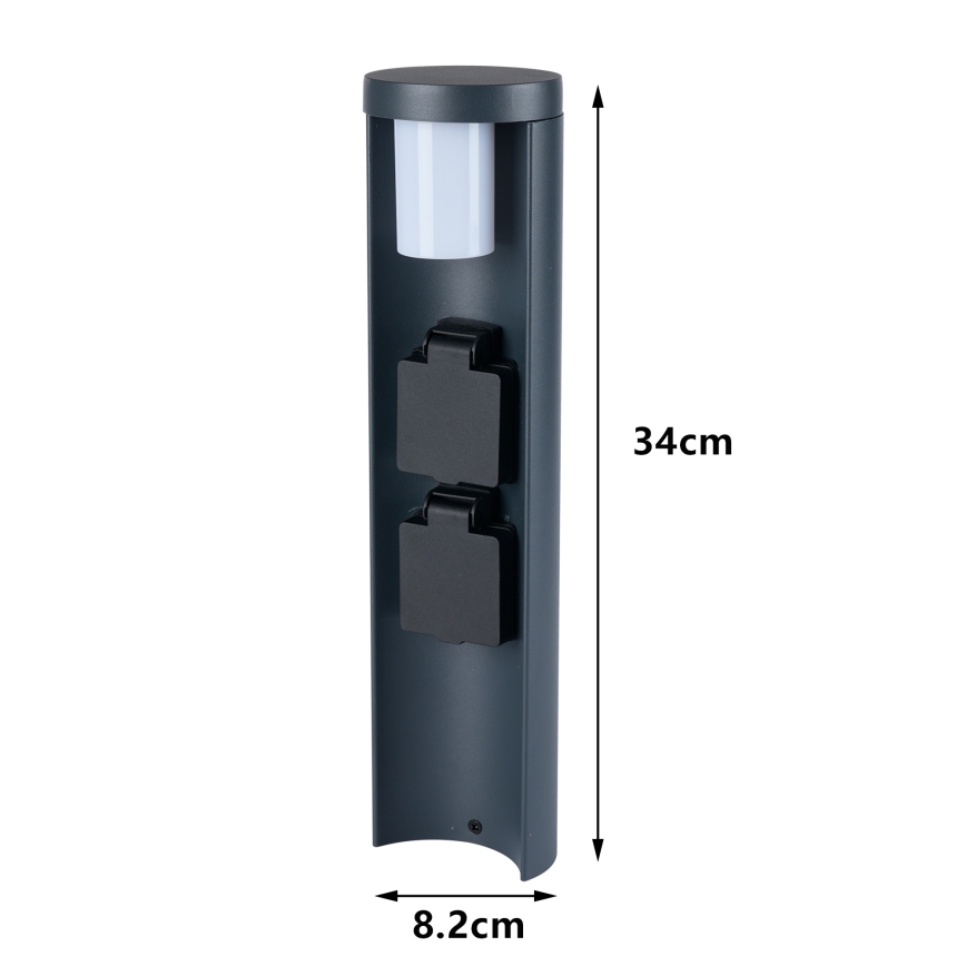 Brilagi - Lampada da esterno con 2 prese SCHUKO PILLAR 1xG9/11W/230V IP44 antracite