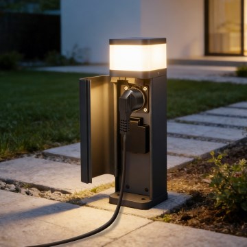 Brilagi - Lampada da esterno con 2 prese SCHUKO PILLAR 1xG9/11W/230V IP44 antracite