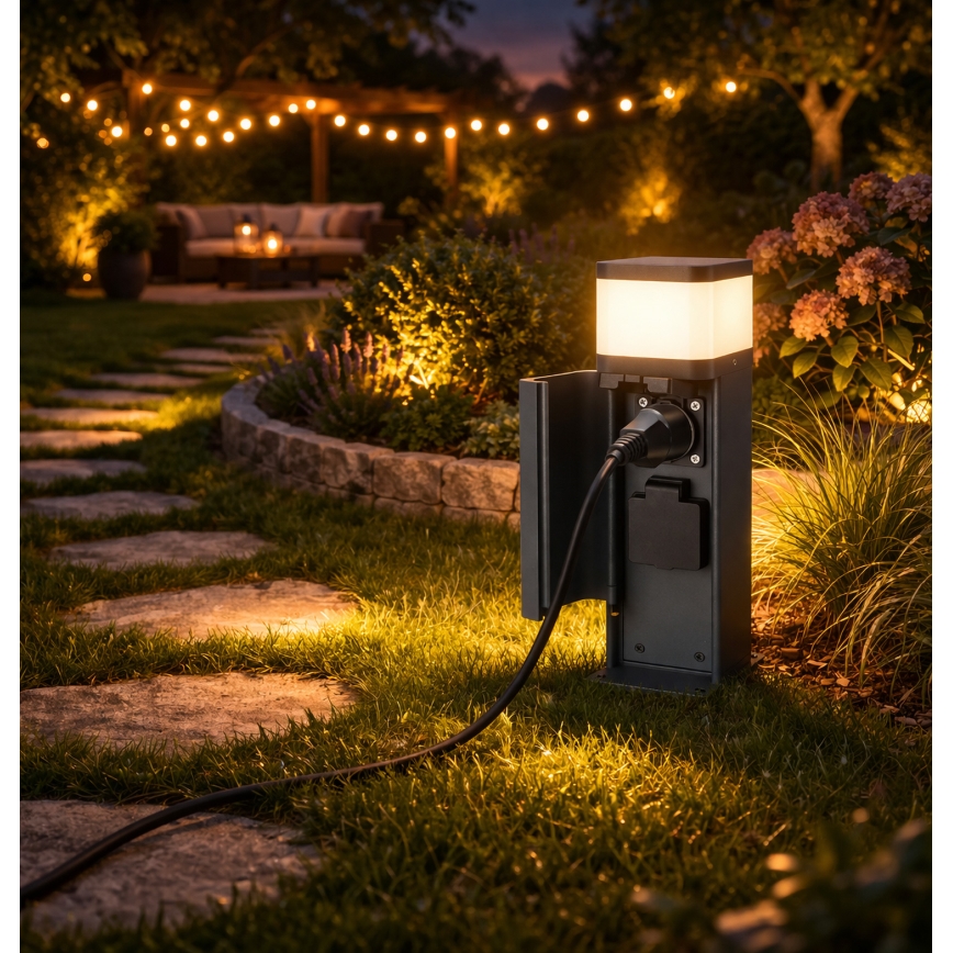 Brilagi - Lampada da esterno con 2 prese SCHUKO PILLAR 1xG9/11W/230V IP44 antracite
