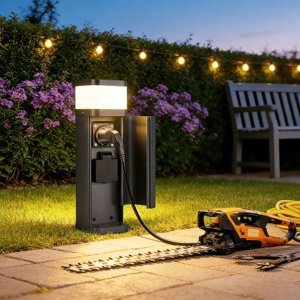 Brilagi - Lampada da esterno con 2 prese SCHUKO PILLAR 1xG9/11W/230V IP44 antracite