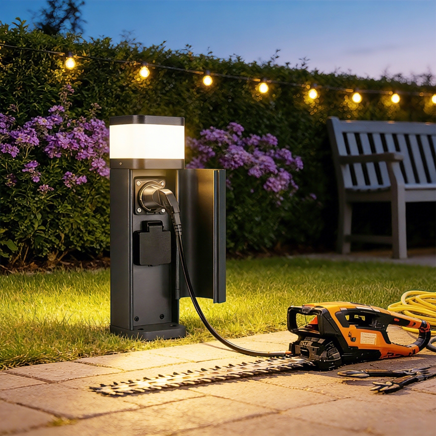 Brilagi - Lampada da esterno con 2 prese SCHUKO PILLAR 1xG9/11W/230V IP44 antracite