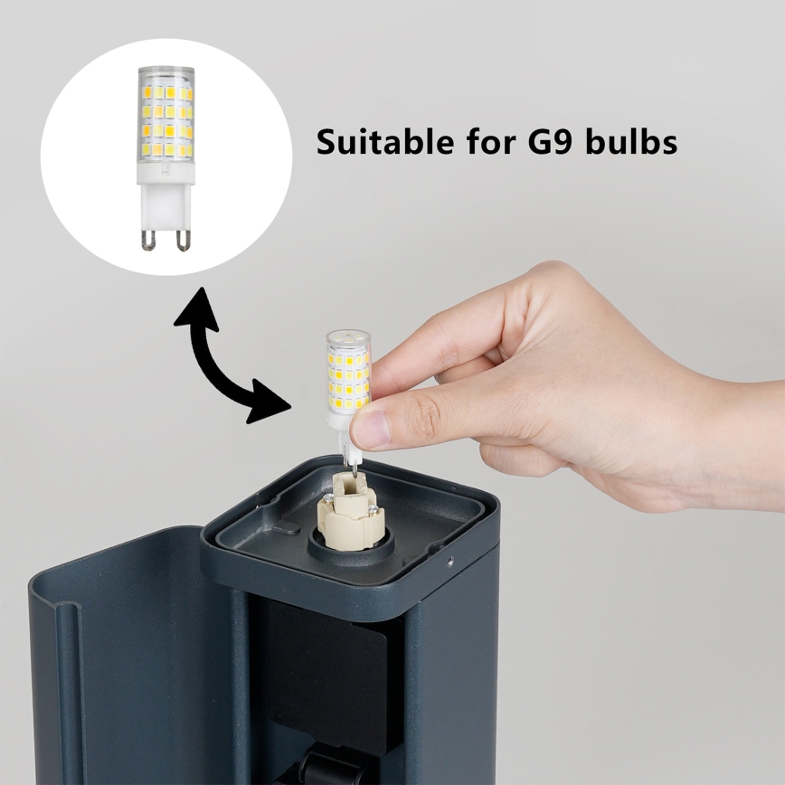 Brilagi - Lampada da esterno con 2 prese SCHUKO PILLAR 1xG9/11W/230V IP44 antracite