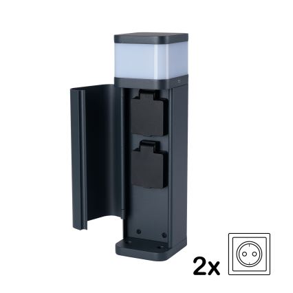 Brilagi - Lampada da esterno con 2 prese SCHUKO PILLAR 1xG9/11W/230V IP44 antracite