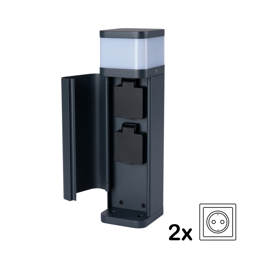 Brilagi - Lampada da esterno con 2 prese SCHUKO PILLAR 1xG9/11W/230V IP44 antracite