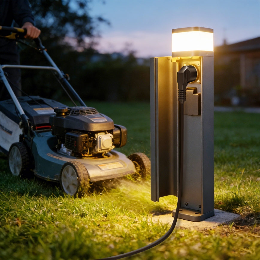 Brilagi - Lampada da esterno con 2 prese SCHUKO PILLAR 1xG9/11W/230V IP44 antracite