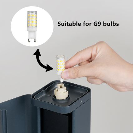 Brilagi - Lampada da esterno con 2 prese SCHUKO PILLAR 1xG9/11W/230V IP44 antracite