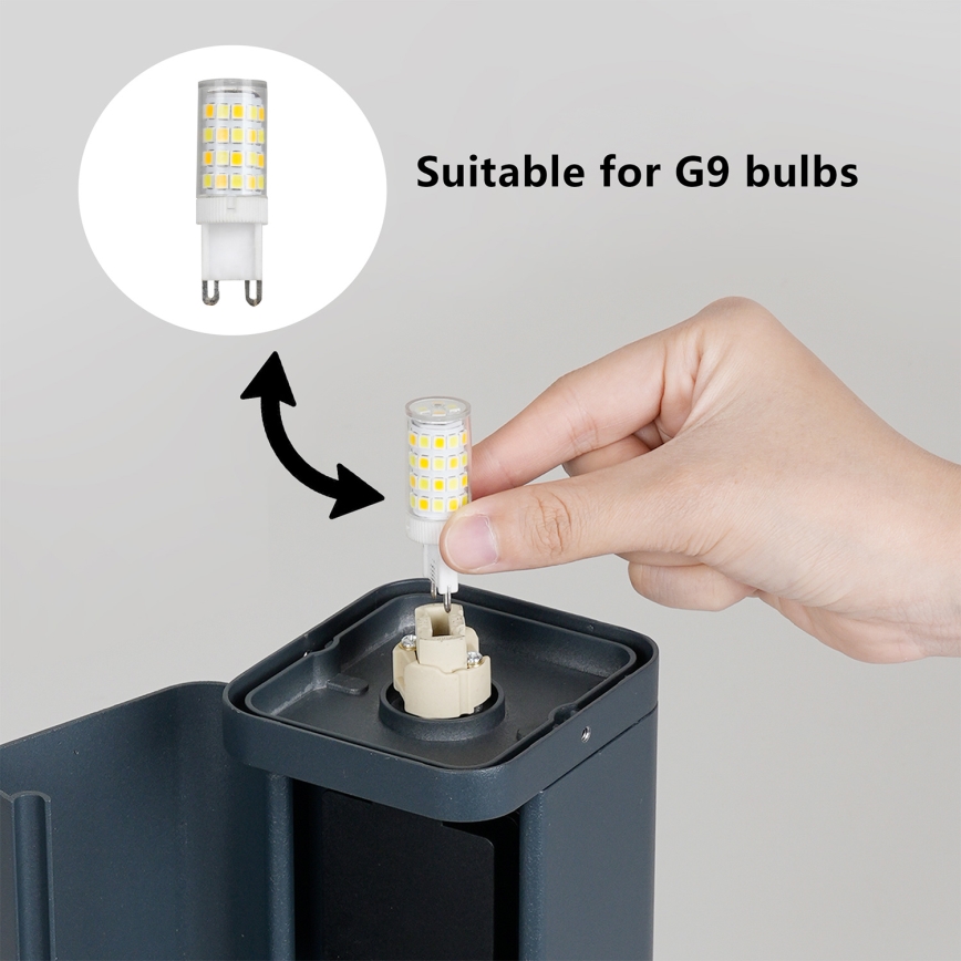 Brilagi - Lampada da esterno con 2 prese SCHUKO PILLAR 1xG9/11W/230V IP44 antracite