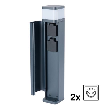 Brilagi - Lampada da esterno con 2 prese SCHUKO PILLAR 1xG9/11W/230V IP44 antracite