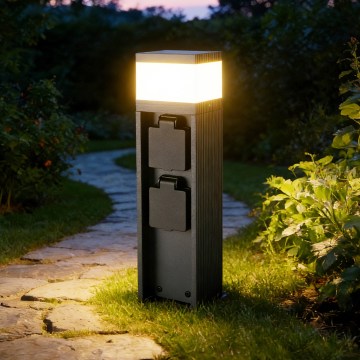 Brilagi -Lampada da esterno con 2 prese SCHUKO PILLAR 1xG9/11W/230V IP44 antracite