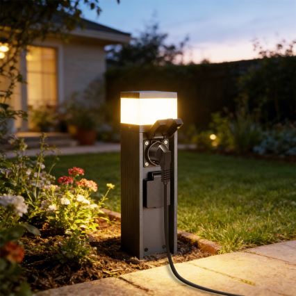 Brilagi -Lampada da esterno con 2 prese SCHUKO PILLAR 1xG9/11W/230V IP44 antracite