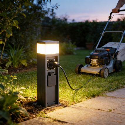 Brilagi -Lampada da esterno con 2 prese SCHUKO PILLAR 1xG9/11W/230V IP44 antracite