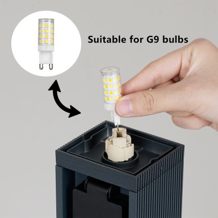 Brilagi -Lampada da esterno con 2 prese SCHUKO PILLAR 1xG9/11W/230V IP44 antracite