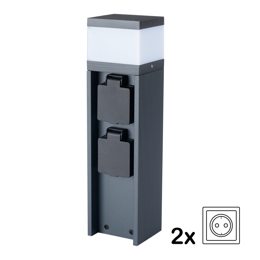 Brilagi -Lampada da esterno con 2 prese SCHUKO PILLAR 1xG9/11W/230V IP44 antracite