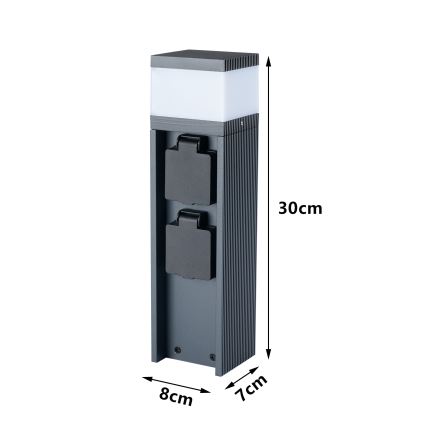 Brilagi -Lampada da esterno con 2 prese SCHUKO PILLAR 1xG9/11W/230V IP44 antracite