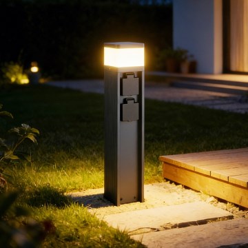 Brilagi - Lampada da esterno con 2 prese SCHUKO PILLAR 1xG9/11W/230V IP44 antracite