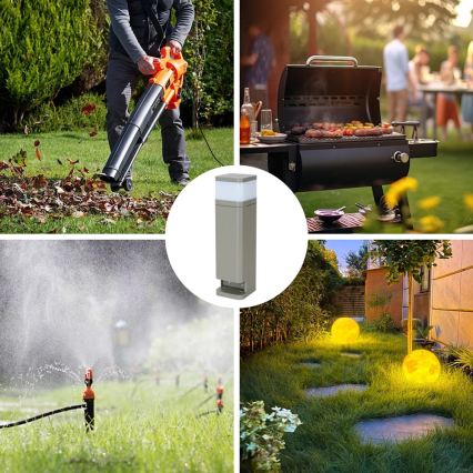 BRILAGI - Lampada da esterno con 2 prese SCHUKO PILLAR 1xG9/11W/230V IP44 grigia