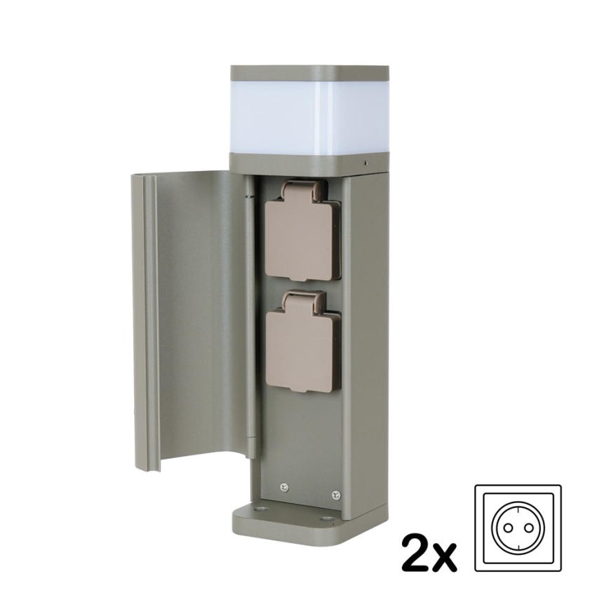 BRILAGI - Lampada da esterno con 2 prese SCHUKO PILLAR 1xG9/11W/230V IP44 grigia