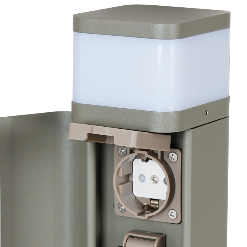 BRILAGI - Lampada da esterno con 2 prese SCHUKO PILLAR 1xG9/11W/230V IP44 grigia
