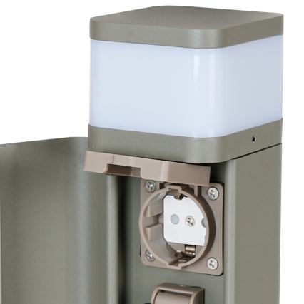 BRILAGI - Lampada da esterno con 2 prese SCHUKO PILLAR 1xG9/11W/230V IP44 grigia